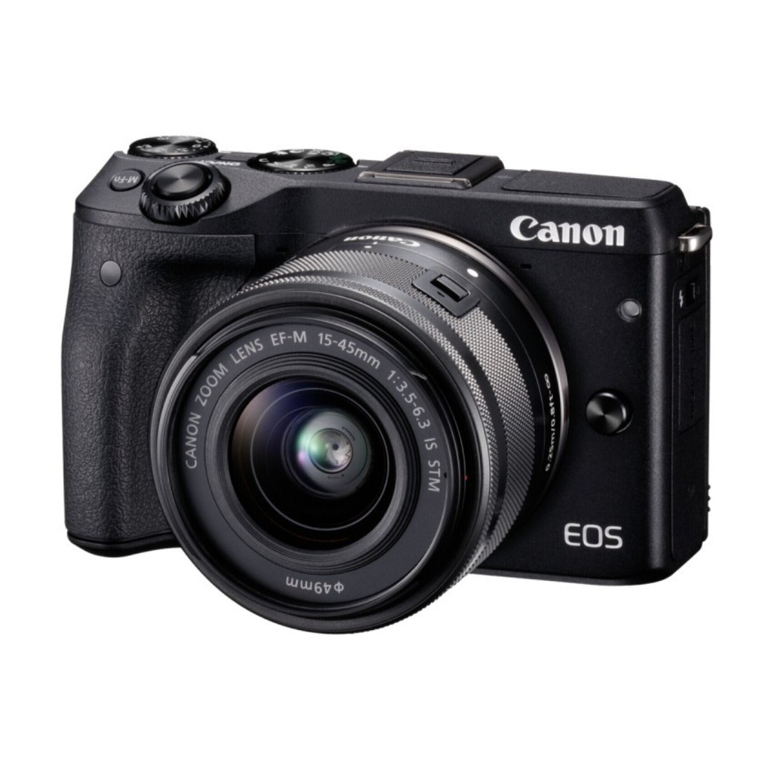 Canon-EOS-M3-Camera-with-15-45mm-Lens-Black1 دوربین عکاسی کانن Canon EOS M3 Camera with 15-45mm Lens (White) - تصویر 1