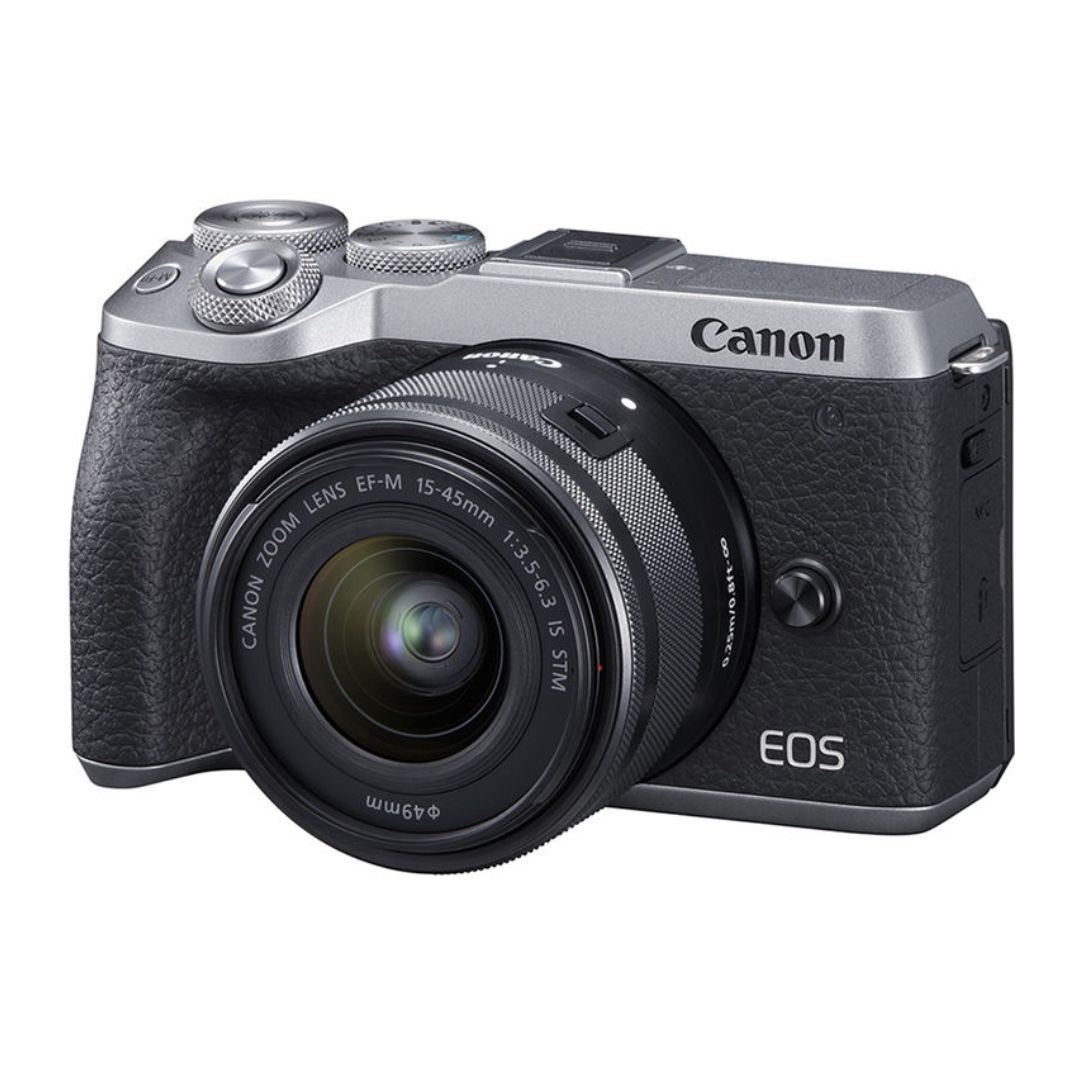 Canon-EOS-M6-Mark-II-Mirrorless-Camera-with-15-45mm-Lens-and-EVF-Silver-01 دوربین عکاسی کانن Canon EOS M6 Mark II Mirrorless Camera with 15-45mm Lens and EVF (Silver) - تصویر 1