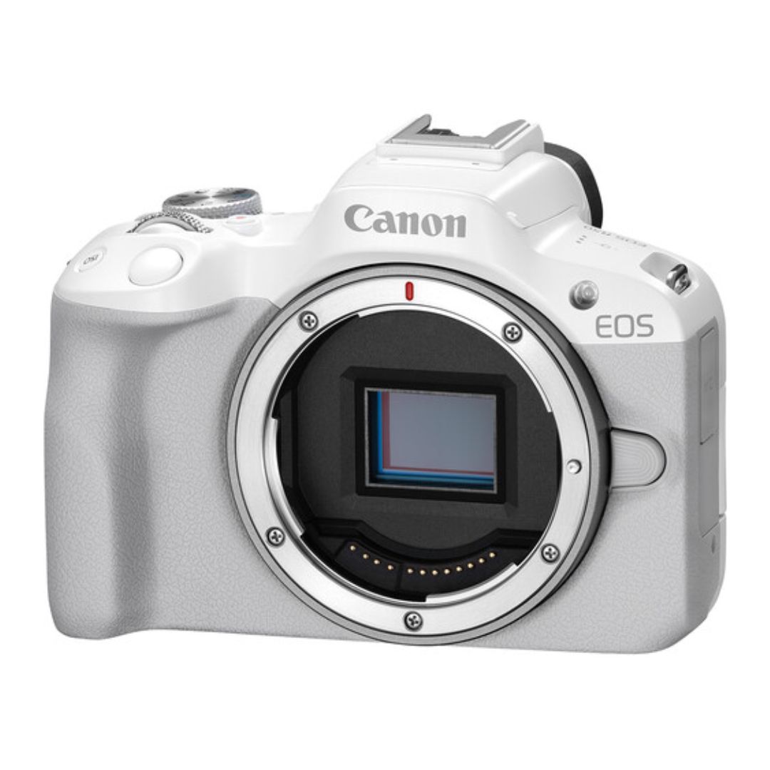 Canon-EOS-R50-Mirrorless-Camera-White-01-1 دوربین عکاسی کانن رنگ سفید Canon EOS R50 Mirrorless Camera (White) - تصویر 1