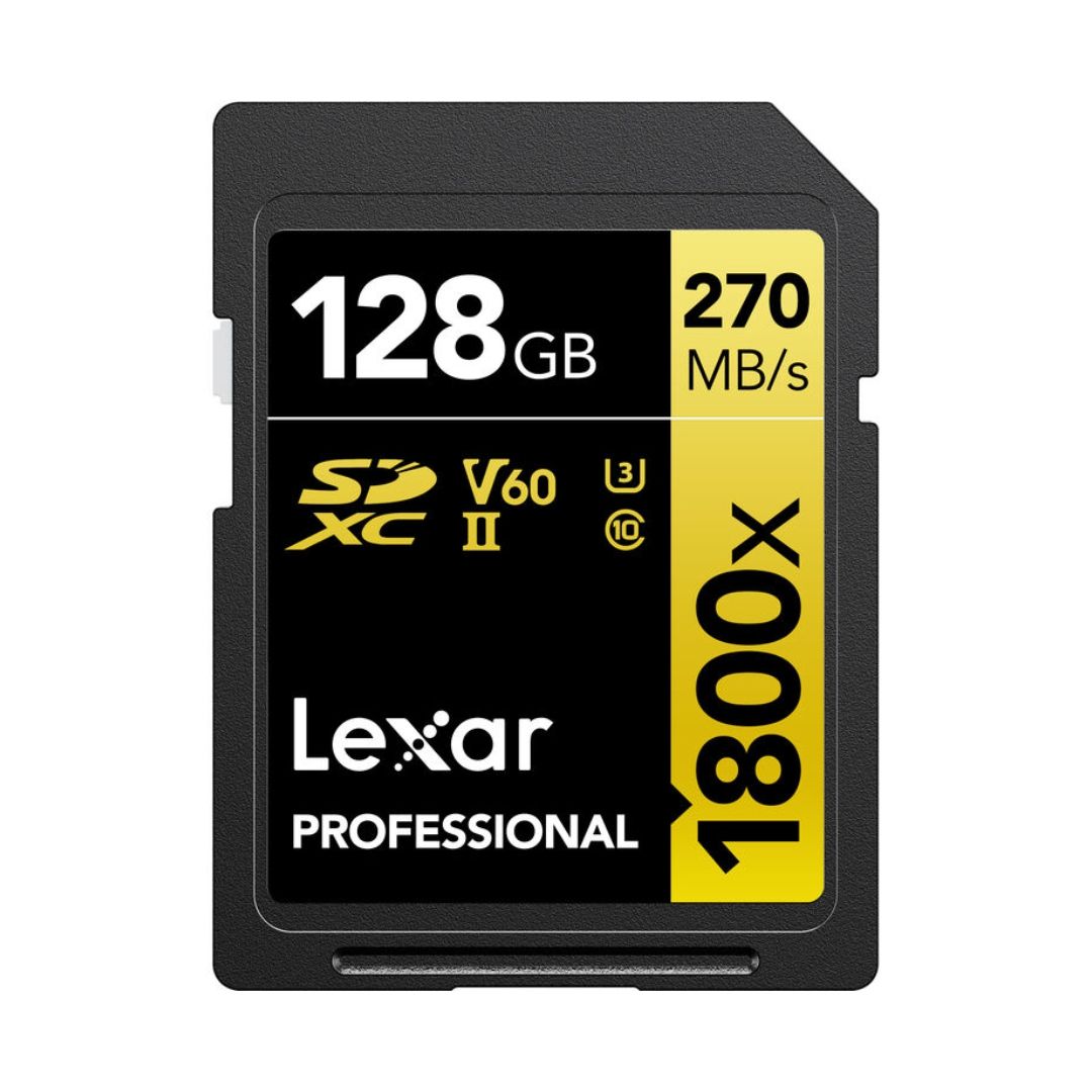 Lexar-128GB-Professional-1800x-UHS-II-SDXC-Memory-Card-GOLD-Series-01 کارت حافظه لکسار Lexar 128GB Professional 1800x UHS-II SDXC Memory Card (GOLD Series) - تصویر 1