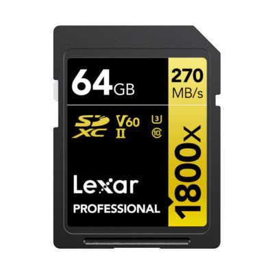 کارت حافظه لکسار Lexar 64GB Professional 1800x UHS-II SDXC Memory Card (GOLD Series)