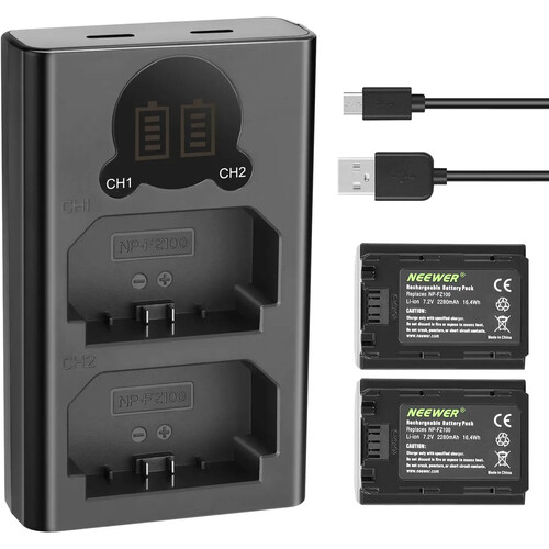 Neewer-NP-FZ100-01 شارژر و باتری دوربین Neewer Dual USB Battery Charger with LED Display and 2 NP-FZ100 Batteries - تصویر 1