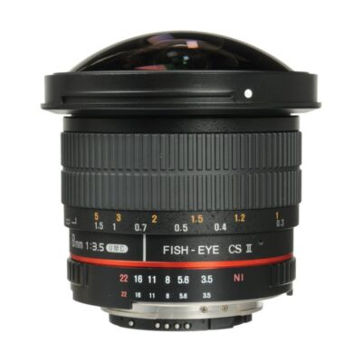 لنز سامیانگ Samyang 8mm f/3.5 HD Fisheye Lens with AE Chip and Removable Hood for Nikon