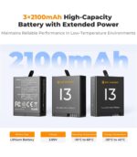 شارژر گوپرو13 به همراه 3عدد باتری K&F CONCEPT Hero 13 - تصویر 4